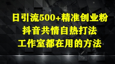日引流500+精准创业粉，抖音共情自热打法，工作室都在用的方法 - 中创网-中创网