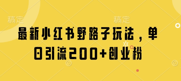 最新小红书野路子玩法，单日引流200+创业粉 - 中创网-中创网