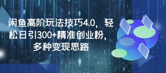 闲鱼高阶玩法技巧4.0，轻松日引300+精准创业粉，多种变现思路 - 中创网-中创网