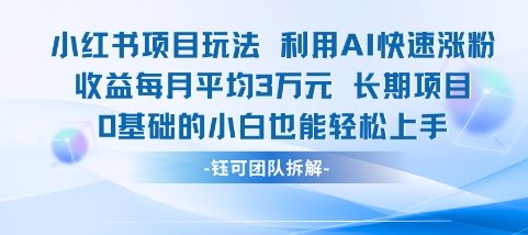 适合小白操作的小红书新项目，利用AI快速涨粉，收益每月平均1W+ - 中创网-中创网