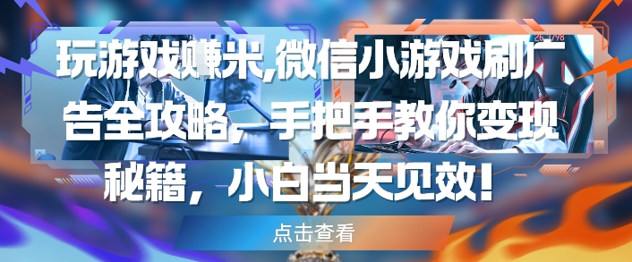 玩游戏挣米，微信小游戏刷广告全攻略，手把手教你变现秘籍，小白当天见效 - 中创网-中创网