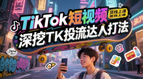 TikTok短视频带货线上课，深挖TK投流达人打法 - 中创网-中创网