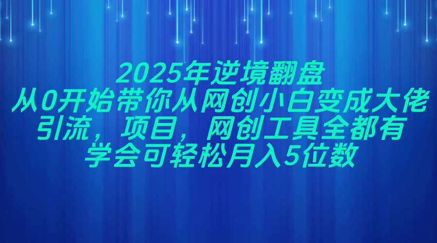 2025年逆境翻盘，从0开始带你从网创小白变成大佬，引流，项目，网创工... - 中创网-中创网