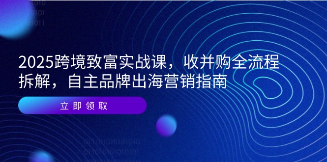 2025跨境致富实战课，收并购全流程拆解，自主品牌出海营销指南 - 中创网-中创网