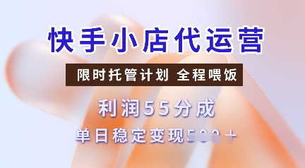 快手小店代运营，限时托管计划，收益55分，单日稳定变现多张【揭秘】 - 中创网-中创网