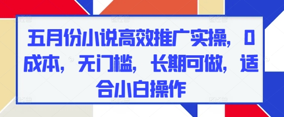 五月份小说高效推广实操，0成本，无门槛，长期可做，适合小白操作 - 中创网-中创网