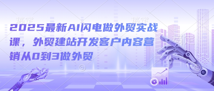2025最新AI闪电做外贸实战课，外贸建站开发客户内容营销从0到3做外贸 - 中创网-中创网