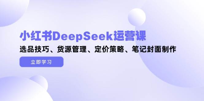小红书DeepSeek运营课，选品技巧、货源管理、定价策略、笔记封面制作 - 中创网-中创网