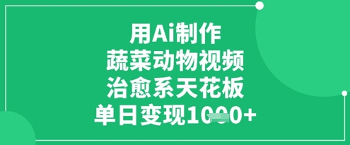 用Ai制作蔬菜动物视频，治愈系天花板，单日变现1k - 中创网-中创网