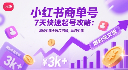 小红书商单号7天快速起号攻略：爆粉变现全流程拆解，单月变现3k+ - 中创网-中创网