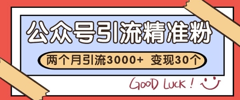 公众号精准粉引流玩法，2个月3000+精准粉，变现30个W【揭秘】 - 中创网-中创网