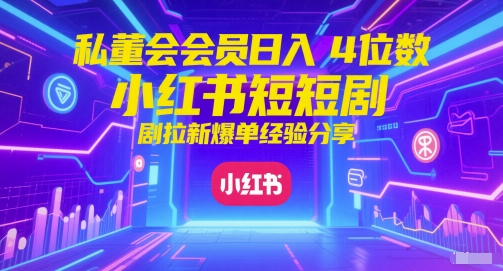私董会会员日入4位数小红书红果短剧拉新爆单经验分享 - 中创网-中创网