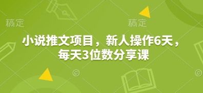 小说推文项目，新人操作6天，每天3位数分享课 - 中创网-中创网
