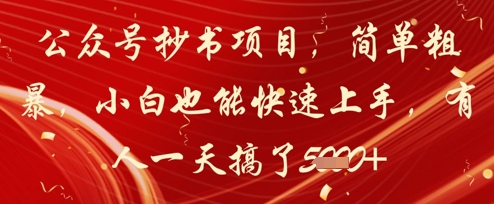 公众号抄书项目，简单粗暴，小白也能快速上手，有人一天搞了1k+ - 中创网-中创网