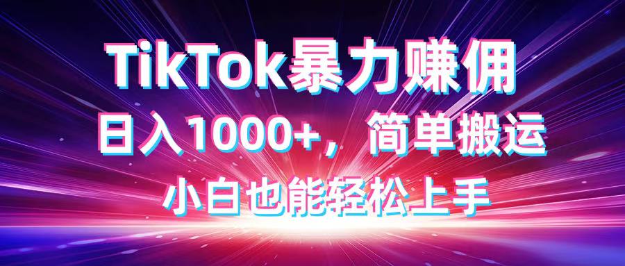 TikTok搬运暴力赚佣，日入1000+，简单搬运，小白也能轻松上手 - 中创网-中创网