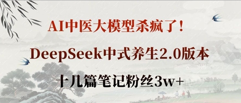 AI中医大模型杀疯了！DeepSeek中式养生2.0版本，十几篇笔记粉丝3w+ - 中创网-中创网