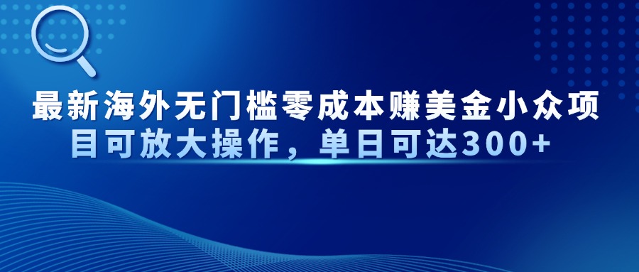 最新海外无门槛零成本赚美金小众项目可放大操作，单日可达300+ - 中创网-中创网