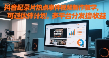 抖音纪录片热点事件视频制作教学，可过伙伴计划，多平台分发撸收益 - 中创网-中创网