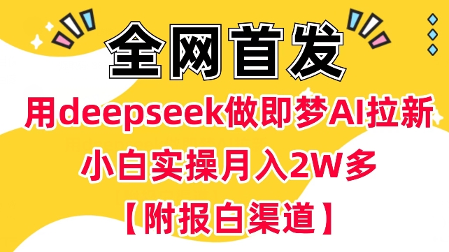 用deepseek做即梦Ai拉新 小白实操月入过W+【附报白渠道】 - 中创网-中创网