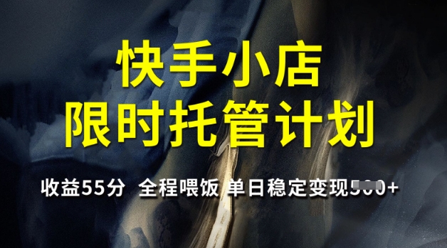 快手小店限时托管计划，收益55分，全程喂饭，单日稳定变现5张【揭秘】 - 中创网-中创网