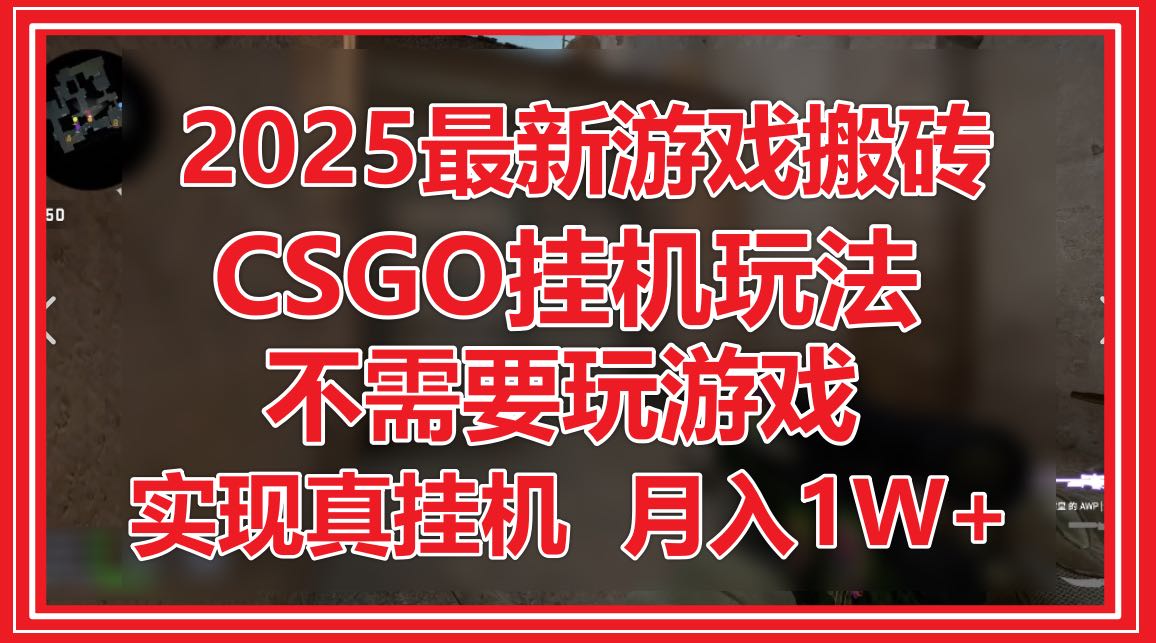 2025最新游戏搬砖，CSGO挂机，不需要玩游戏，实现真挂机，月入1W+ - 中创网-中创网