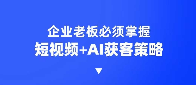 企业短视频AI获客霸屏流量课，6步短视频+AI突围法，3大霸屏抢客策略 - 中创网-中创网