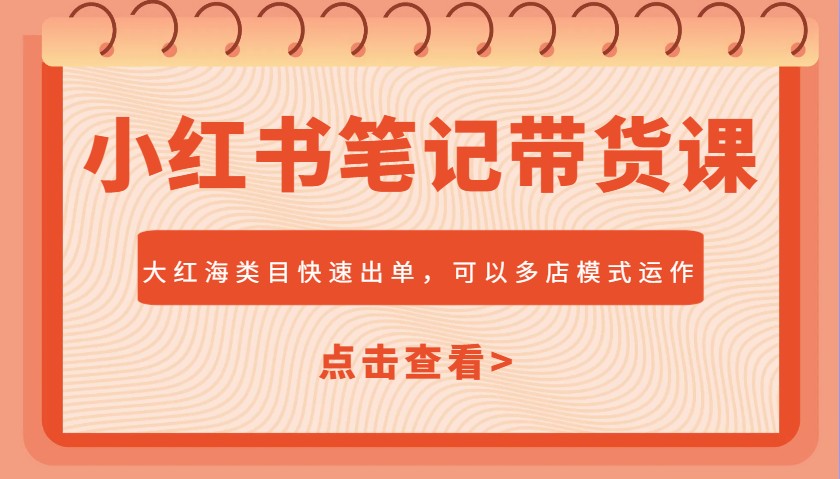 小红书笔记带货课，大红海类目快速出单，市场大，可以多店模式运作(更新) - 中创网-中创网