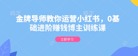 金牌导师教你运营小红书，0基础进阶赚钱博主训练课 - 中创网-中创网