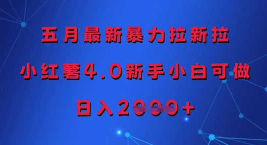 五月最新暴力拉新拉，小红薯4.0新手小白可做，日入多张 - 中创网-中创网