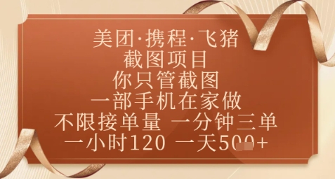 飞猪美团截图项目，你只管截图，一部手机在家做，正规平台无套路，一天5张+【揭秘】 - 中创网-中创网