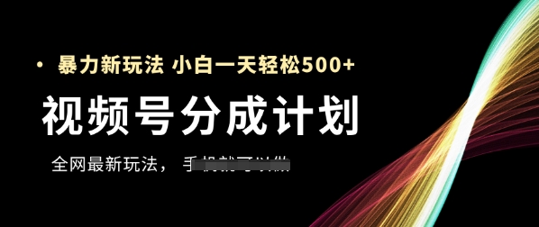 视频号分成计划，全网最暴力玩法，新手一天也能轻松5张+ - 中创网-中创网