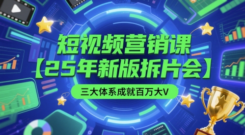 短视频营销课【25年新版拆片会】三大体系成就百万大V，包含正课、拆片会、手把手教学直播课等 - 中创网-中创网