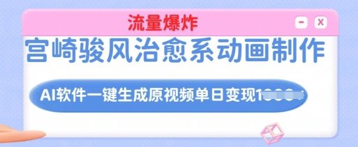 宫崎骏风治愈系动画制作，AI软件一键生成原创视频流量爆炸，单日变现多张，详细实操流程 - 中创网-中创网