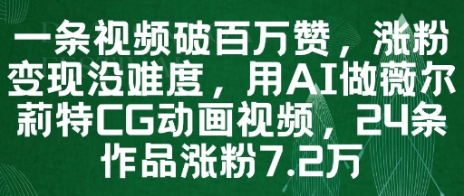 一条视频破百万赞，涨粉变现没难度，用AI做薇尔莉特CG动画视频，24条作品涨粉7.2W - 中创网-中创网