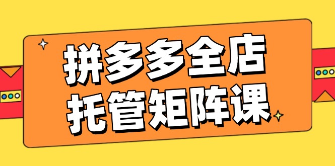 拼多多全店托管矩阵课，盈利动销玩法，高效计划设置，提升店铺效益 - 中创网-中创网