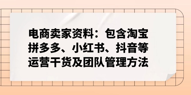 电商卖家资料：包含淘宝、拼多多、小红书、抖音等运营干货及团队管理方法 - 中创网-中创网