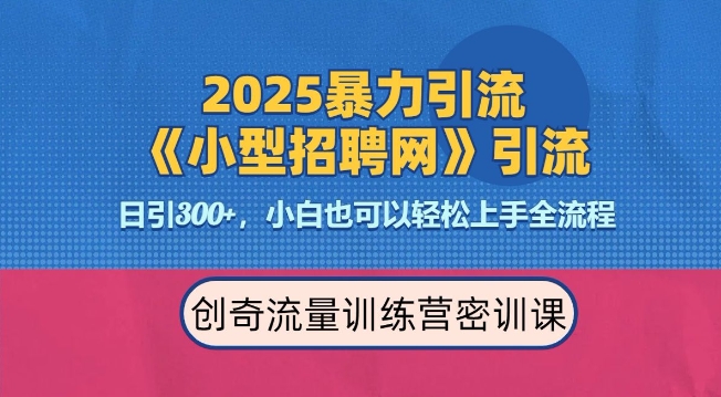 2025最新暴力引流方法，招聘平台一天引流300+，日变现多张，专业人士力荐 - 中创网-中创网