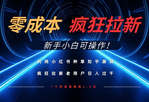 利用小红书种草知乎漏洞，零成本疯狂拉新日入数张，新手小白可操作 - 中创网-中创网