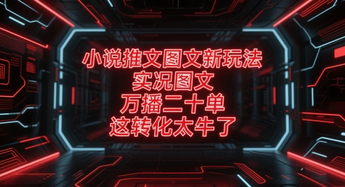 小说推文图文新玩法，实况图文，万播二十单，这转化太牛了！ - 中创网-中创网