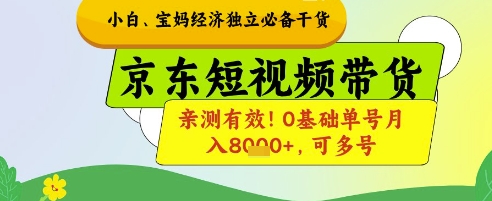 小白宝妈经济独立必备干货，京东短视频带货，亲测有效!0基础单号月入8k+，可多号【揭秘】 - 中创网-中创网