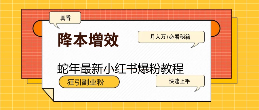 蛇年最新小红书爆粉教程，狂引副业粉，月入万+必看 - 中创网-中创网