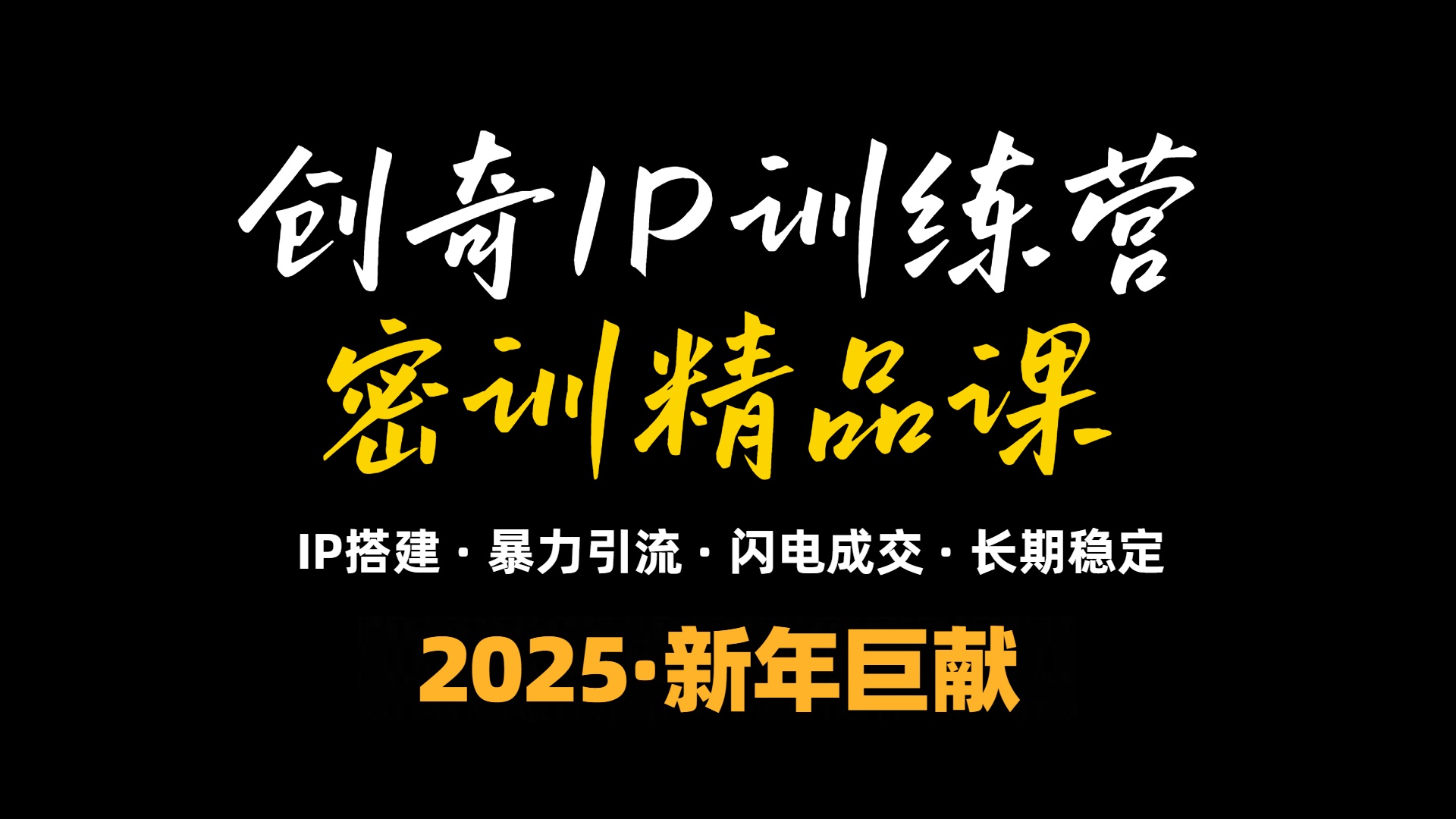 2025年“知识付费IP训练营”小白避坑年赚百万，暴力引流，闪电成交 - 中创网-中创网