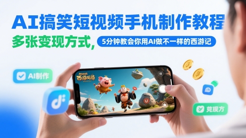 AI搞笑短视频手机制作教程，多张变现方式，5分钟教会你用AI做不一样的西游记 - 中创网-中创网