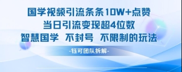 国学视频引流条条10W+点赞当日引流变现超4位数 - 中创网-中创网