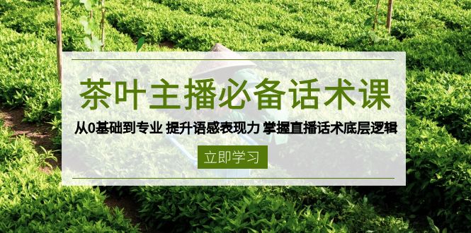茶叶 主播必备话术课 从0基础到专业 提升语感表现力 掌握直播话术底层逻辑 - 中创网-中创网