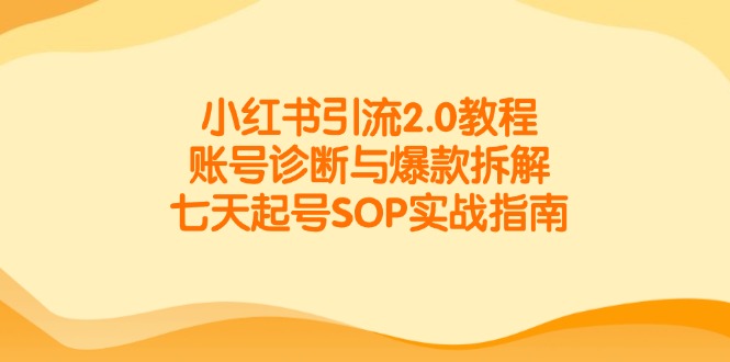 小红书引流2.0教程，账号诊断与爆款拆解，七天起号SOP实战指南 - 中创网-中创网