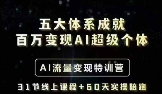五大体系成就百万变现AI超级个体- AI流量变现特训营，一步一步教你一个人怎么年入百W - 中创网-中创网