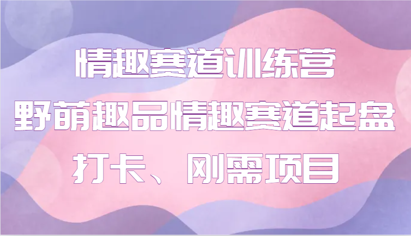 情趣赛道训练营 野萌趣品情趣赛道起盘打卡、刚需项目 - 中创网-中创网