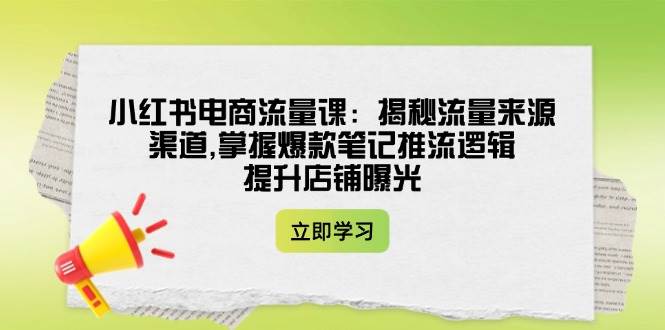 小红书电商流量课：揭秘流量来源渠道,掌握爆款笔记推流逻辑,提升店铺曝光 - 中创网-中创网