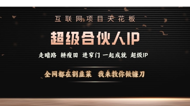 互联网项目天花板，超级合伙人IP，全网都在割韭菜，我来教你做镰刀【仅揭秘】 - 中创网-中创网